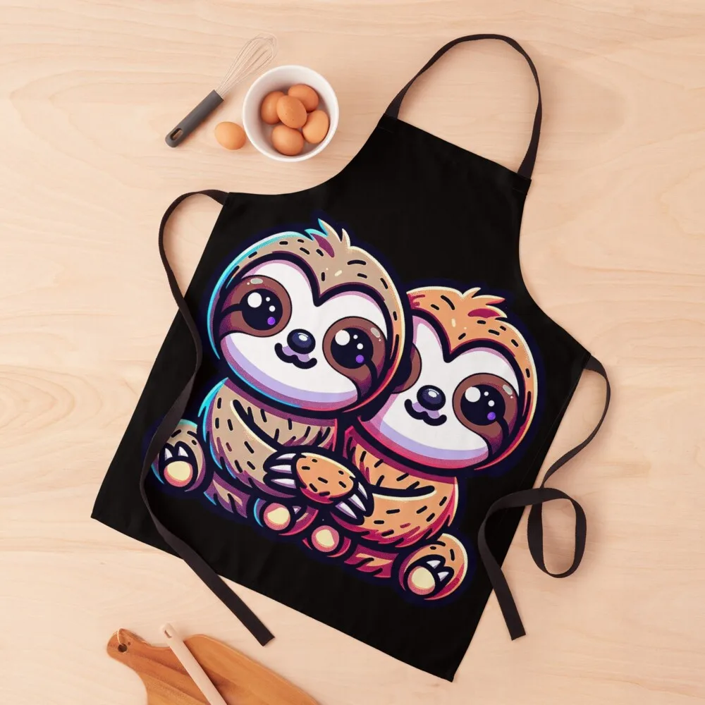 

Cute Sloth Couple Apron professional hairdresser Professional Barber Apron