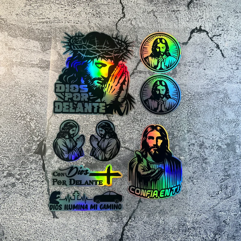 Religious Hexagon Sticker 1SET Glossy Vinyl Decals Waterproof Removable For Car Motorcycle Truck SUV Decoration