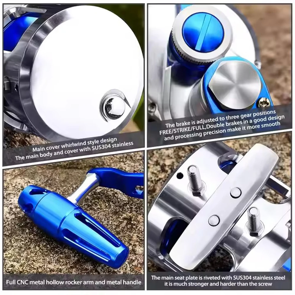 Full metal numerical control wheel 9 + 1BB 5.7:1 maximum resistance 40LB deep sea saltwater trolling boat right hand reel model