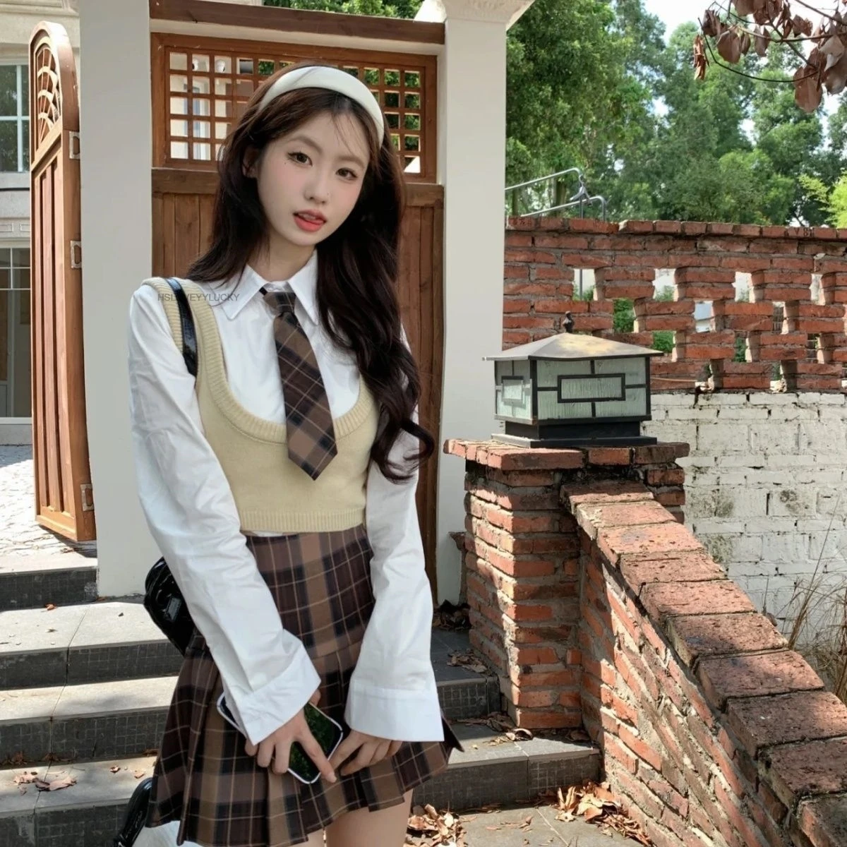 Autumn Winter New Vintage Korea Style Women Fashion Knit Coat Short Skirt Long Sleeve Blouse three-piece Jk Uniform Suit