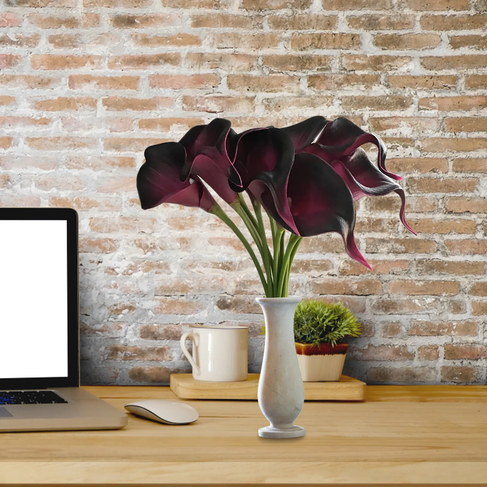 Real Touch PU Künstliche Calla-Lilien, Kunstblumen Calla-Lilien, Hochzeitsvasen-Arrangement, Dekoration für Zuhause und Büro, Muttertag – Detail 6