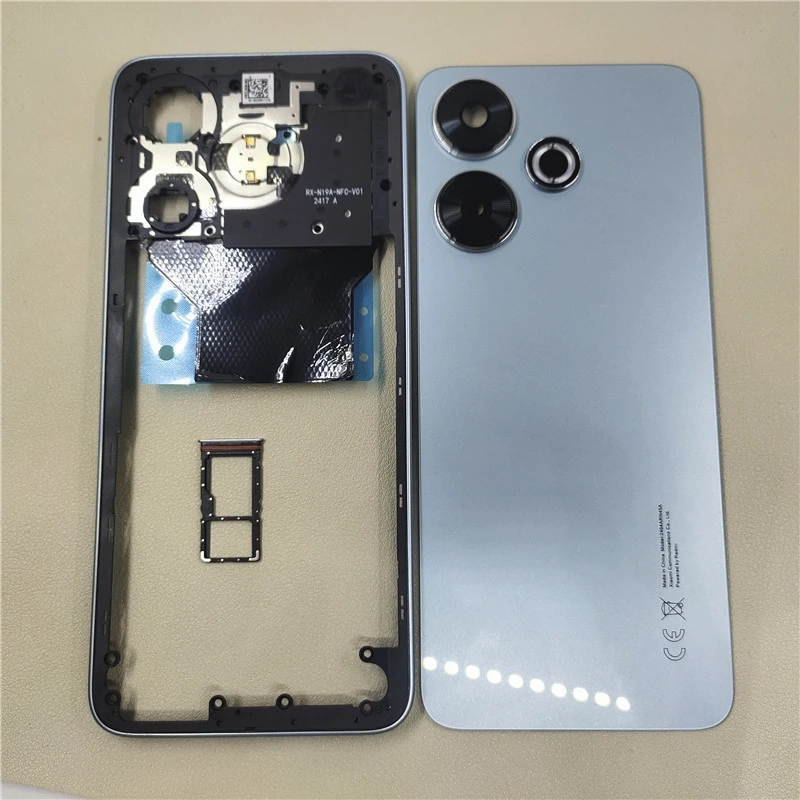 

Housing Cover For Xiaomi Redmi 13 4G Middle Frame+Battery Back Cover Rear Door + Sim Card Tray +Camera Lens