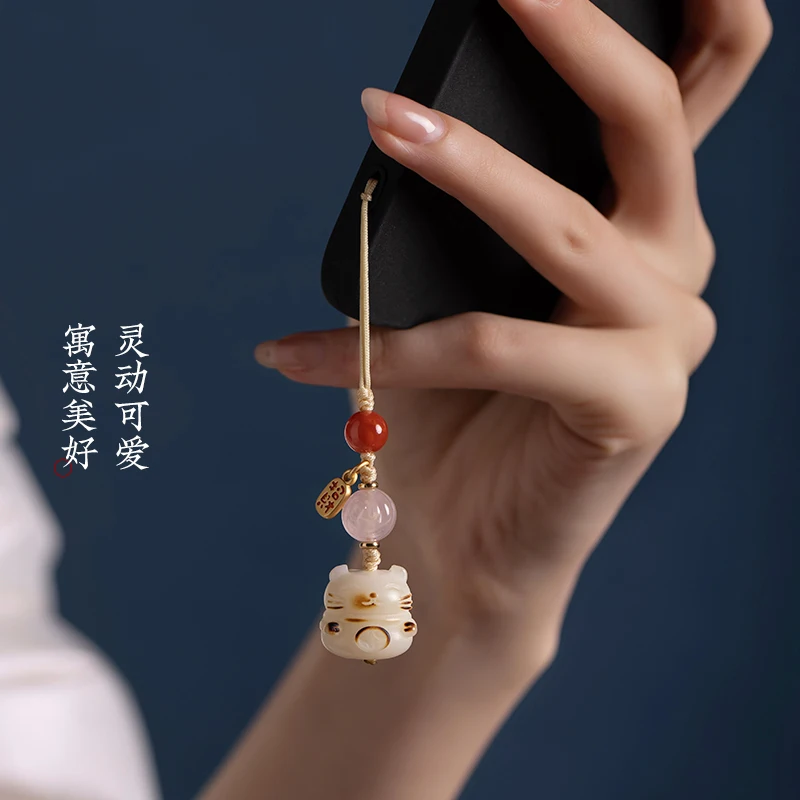 حبل تعليق للهاتف المحترق أبيض Qiongrui ، سلسلة صغيرة جديدة ، سلسلة مفاتيح عالية رائعة ، قلادة حمراء ووردية ، قلادة نقل للأزواج