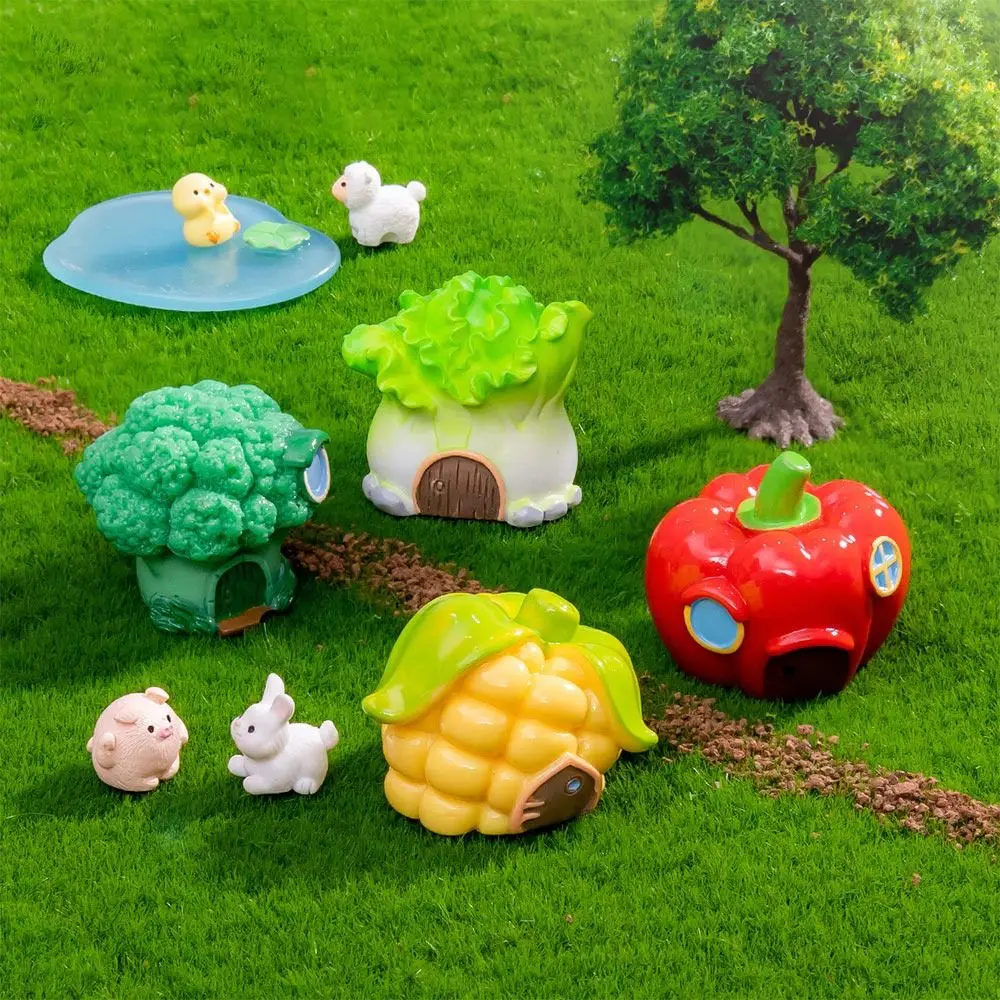 Resin Miniature Fruit House Figurines Multicolor Fairy Garden Desktop Knick-knack Car Ornament Doll House