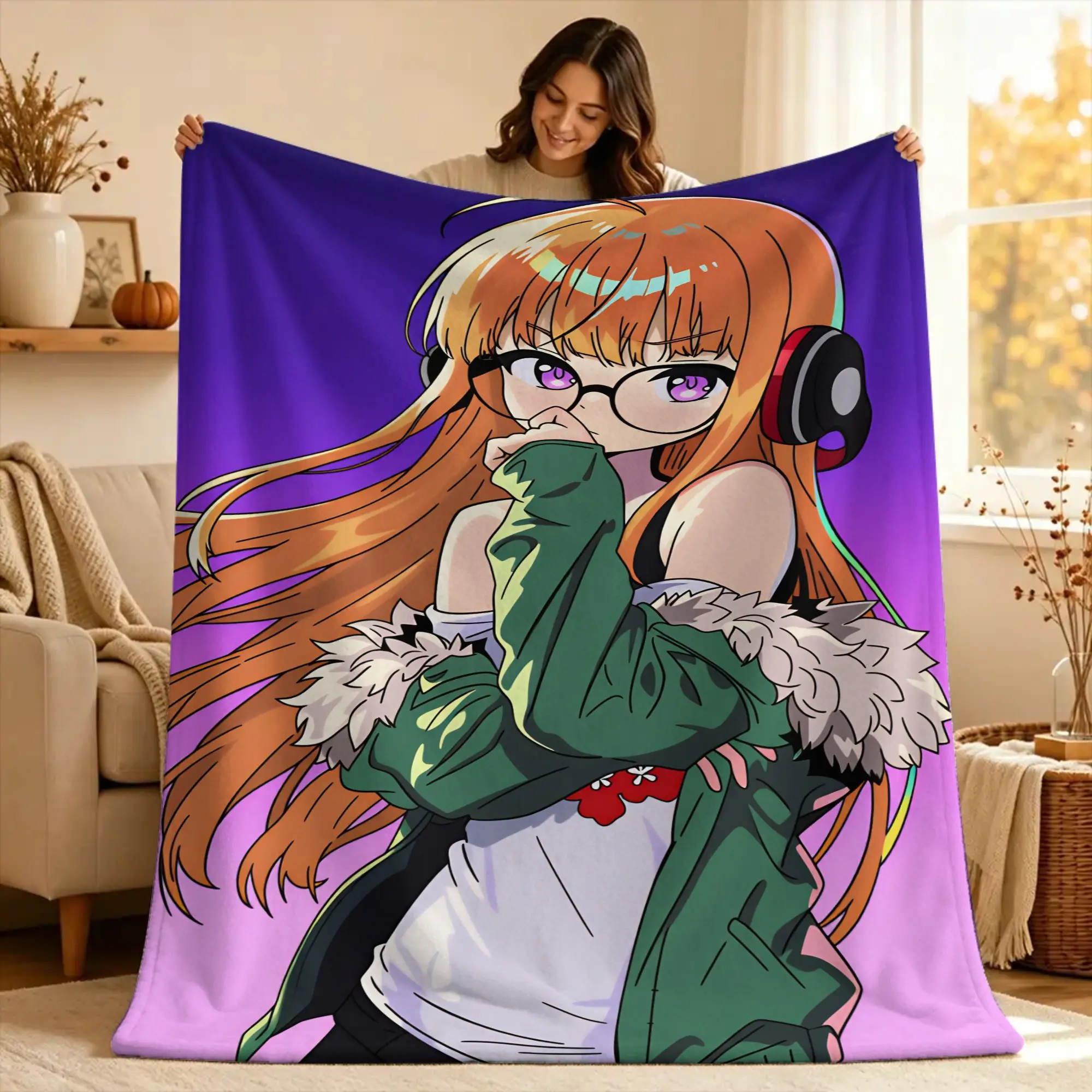 P5 Futaba Sakura Joker Plush Blanket Girls Boys  Flannel Throw Blanket For Outdoor Super Warm Custom DIY Quality Bedspread Gift