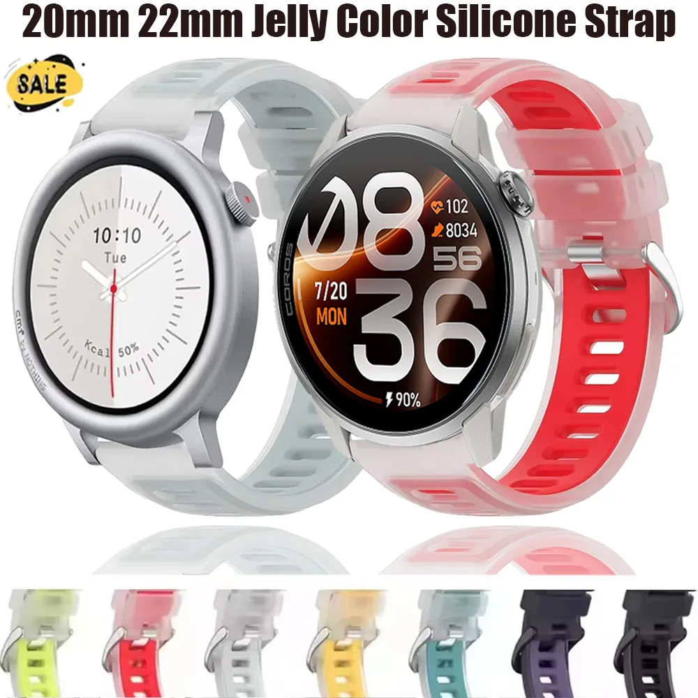20mm 22mm Jelly Color Silicone Strap for CMF Watch 3 Pro Two-Tone Wristband for Oneplus 4-3-Lite COROS PACE 4 Pro Soft Bracelet