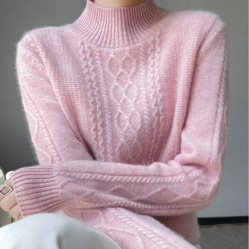 Autumn Winter Women Sweater Warm Cashmere Sweater Loose Large Size pullover 2023 New Turtleneck Knitted Bottoming Shirt