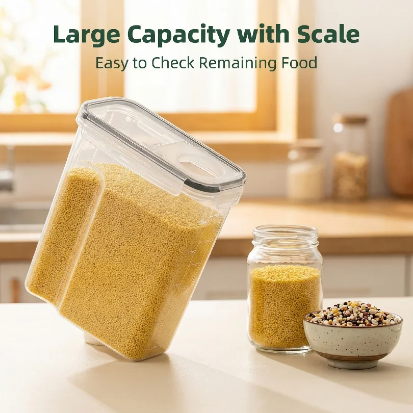 4L Kitchen Sealed Tank Flap Grain Storage Box Refrigerator Side Door Plastic Storage Box Fresh Milk Powder Tank