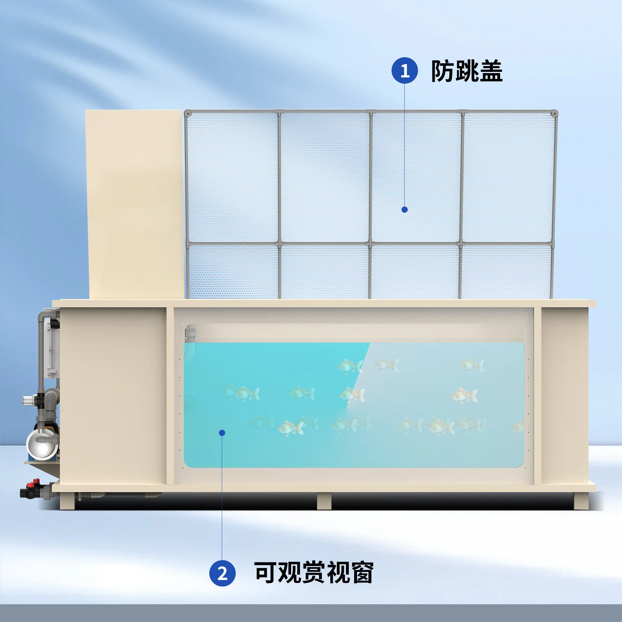 PP plastic fish pond thickened koi pond fish box goldfish tank with filter tank silent circulation oxygenation filter no water c