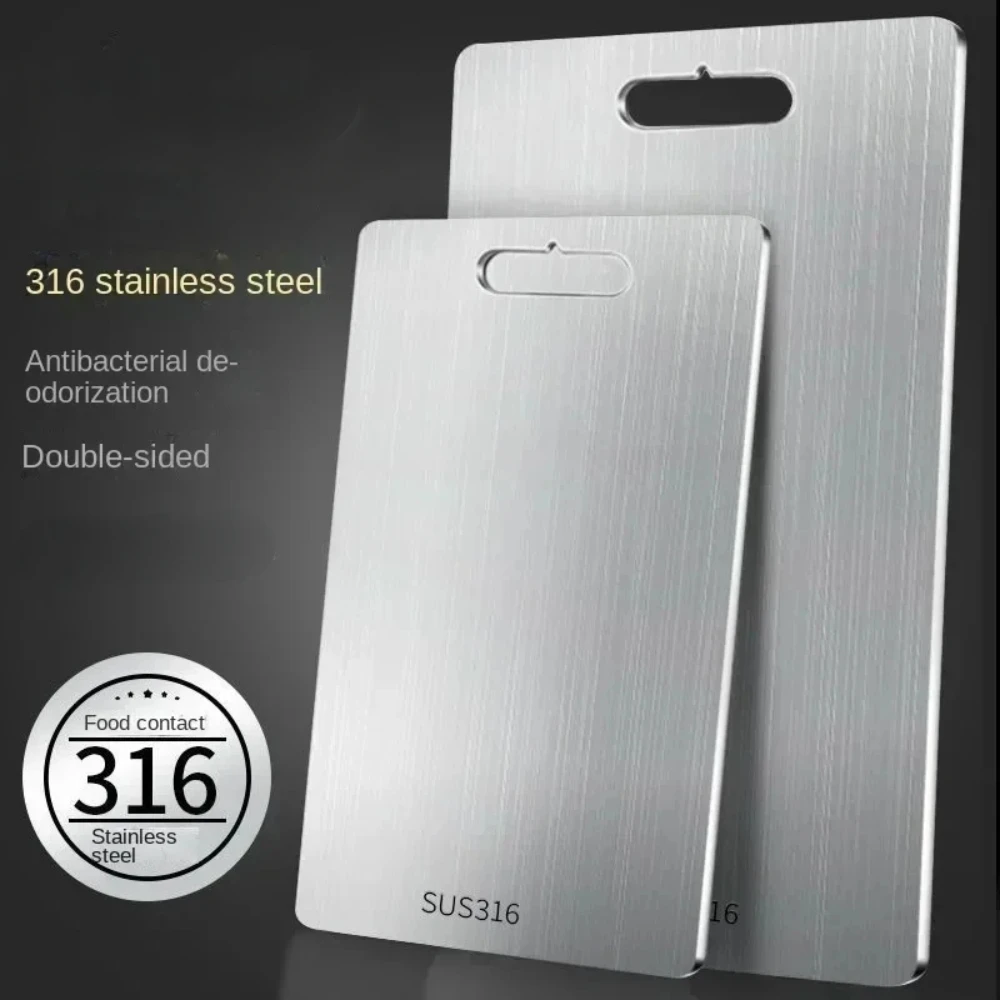 316 Stainless Steel Panel and Chopping Board Kitchen Household Thickened Double Sided Cutting Board Block Kneading Dough Board