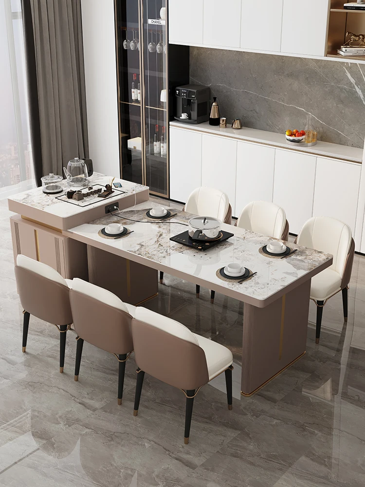 Integrated Modern and Multifunctional Italian Minimalist Luxury with Island Guide and Dining Table in The Rock Slab