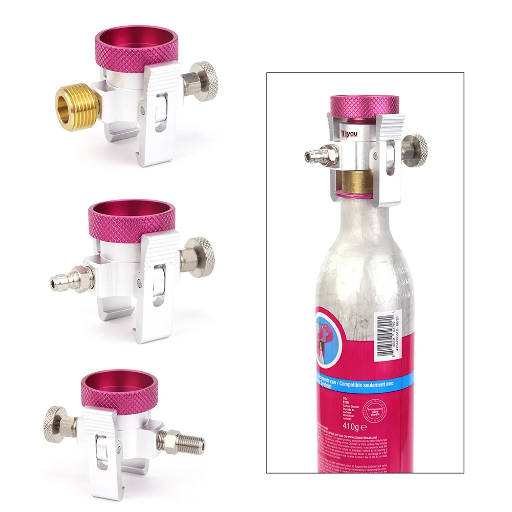 CO2 Refill On/Off Adapter Fit Quick Connect Sodastream (Terra DUO Art) Cylinder White With 8MM Quick Plug Bleed Valve DIN477