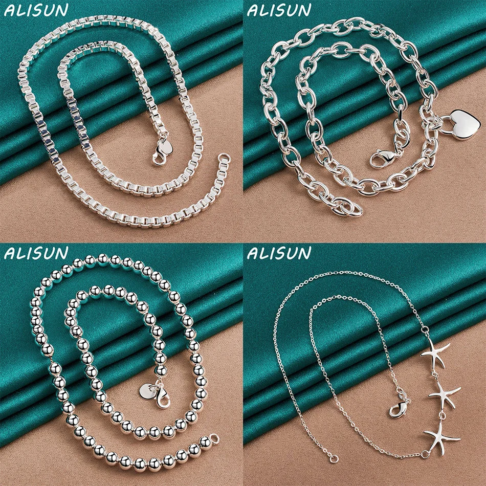 

ALISUN 925 Sterling Silver 45cm Design Necklace For Women Men Charm Trend Birthday Gifts Fashion Party Fine Jewelry