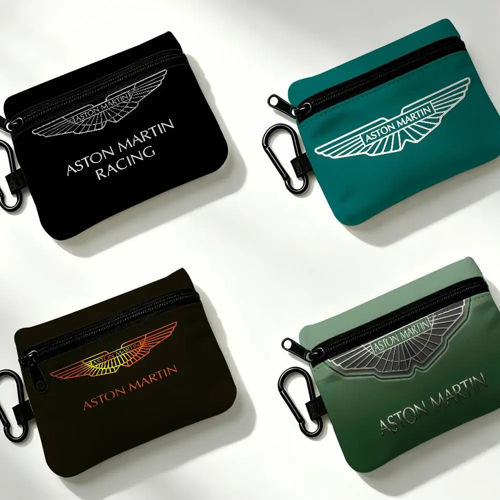 Luxury Car A-Aston M-Martin Oxford Fabric Mini Coin Wallet Smooth Zipper Hanging Design Multi-use Small Storage Bag For Travel