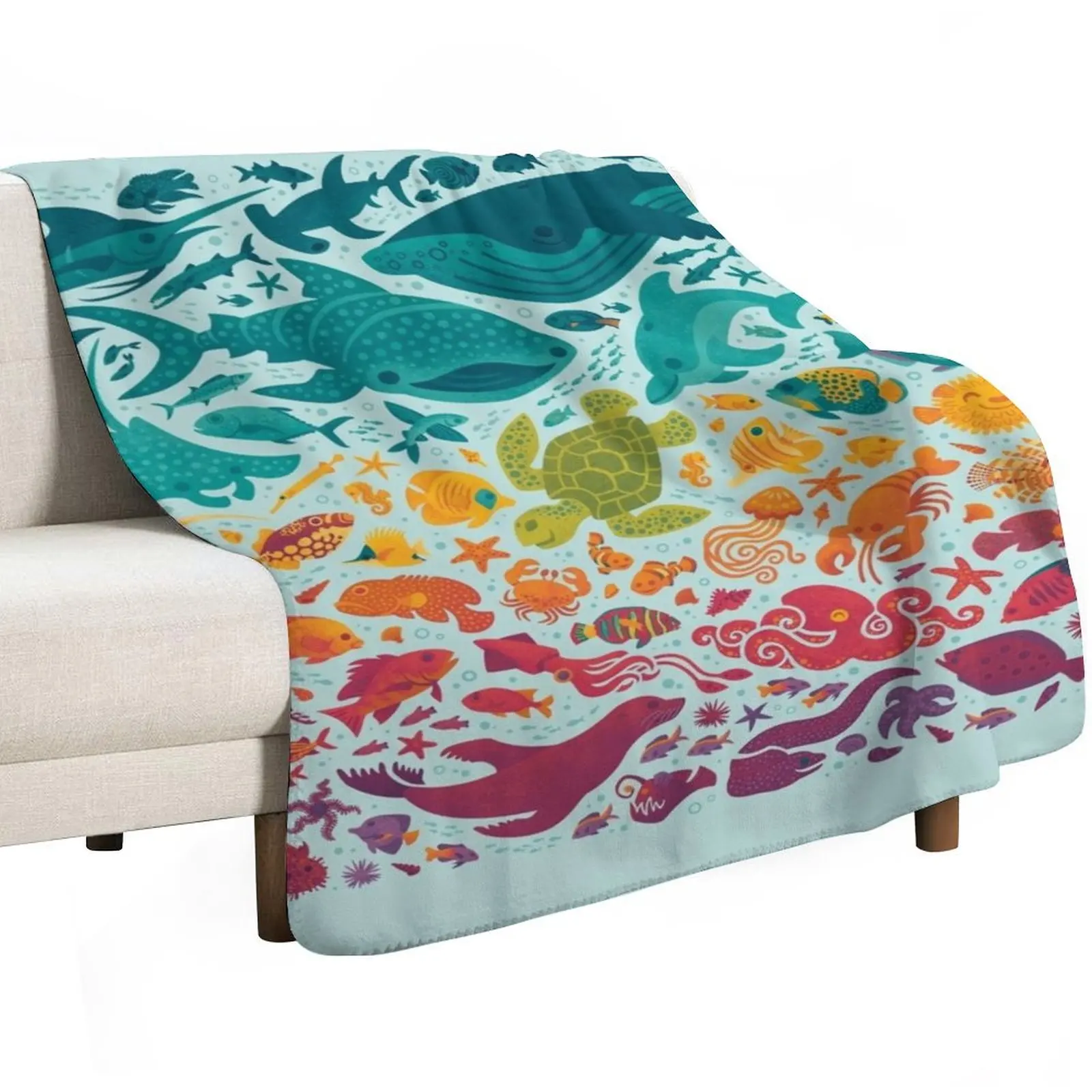 Aquatic Spectrum 2 : light blue Throw Blanket Hairy christmas gifts Soft blankets ands Stuffeds Blankets