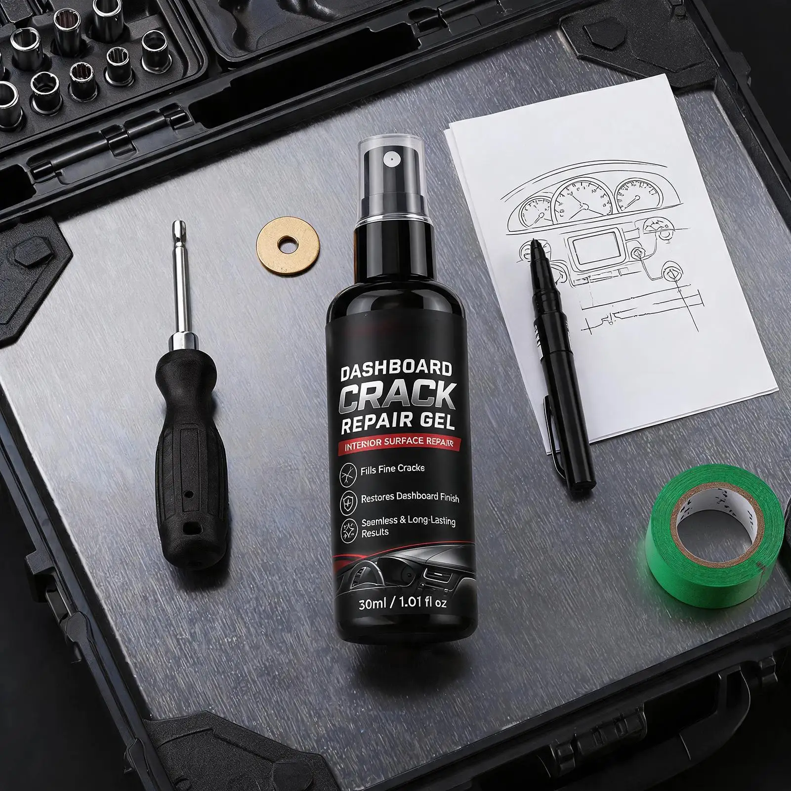 30ml Auto Dashboard Crack Sealer Scratches Repair Maintenance Gel for Leather Door Panel, Truck Crevice Repair Gel Use
