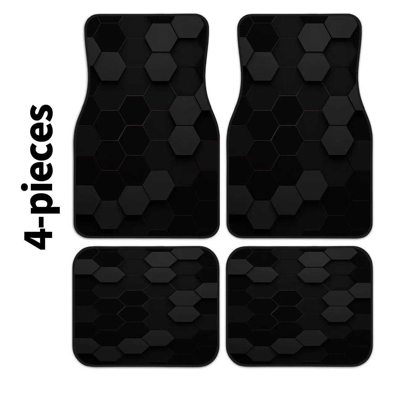 A Set Of Four Hexagonal Patterned Printed Car Mats, Front And Rear Carpets, Suitable For Stylish Car Interior Protection For Car