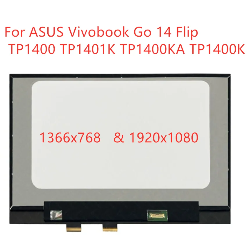 

For ASUS Vivobook Go 14 Flip TP1400 TP1401K TP1400KA TP1400K Laptop Panel Matrix LCD Touch Full Assembly Replacement