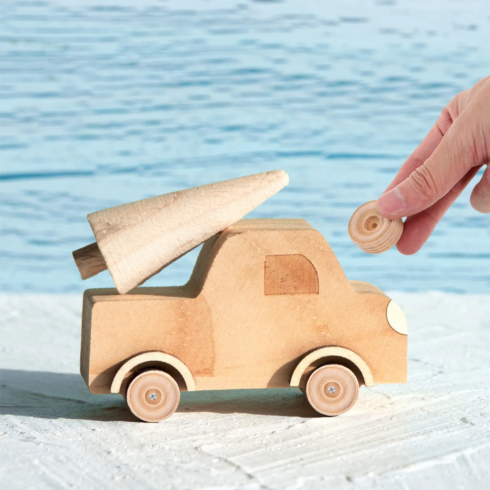 20pcs Small Wooden Wheels 1.2x3cm Natural Unfinished for Kids Crafts, DIY Car Models, Garden Wagon & Decor