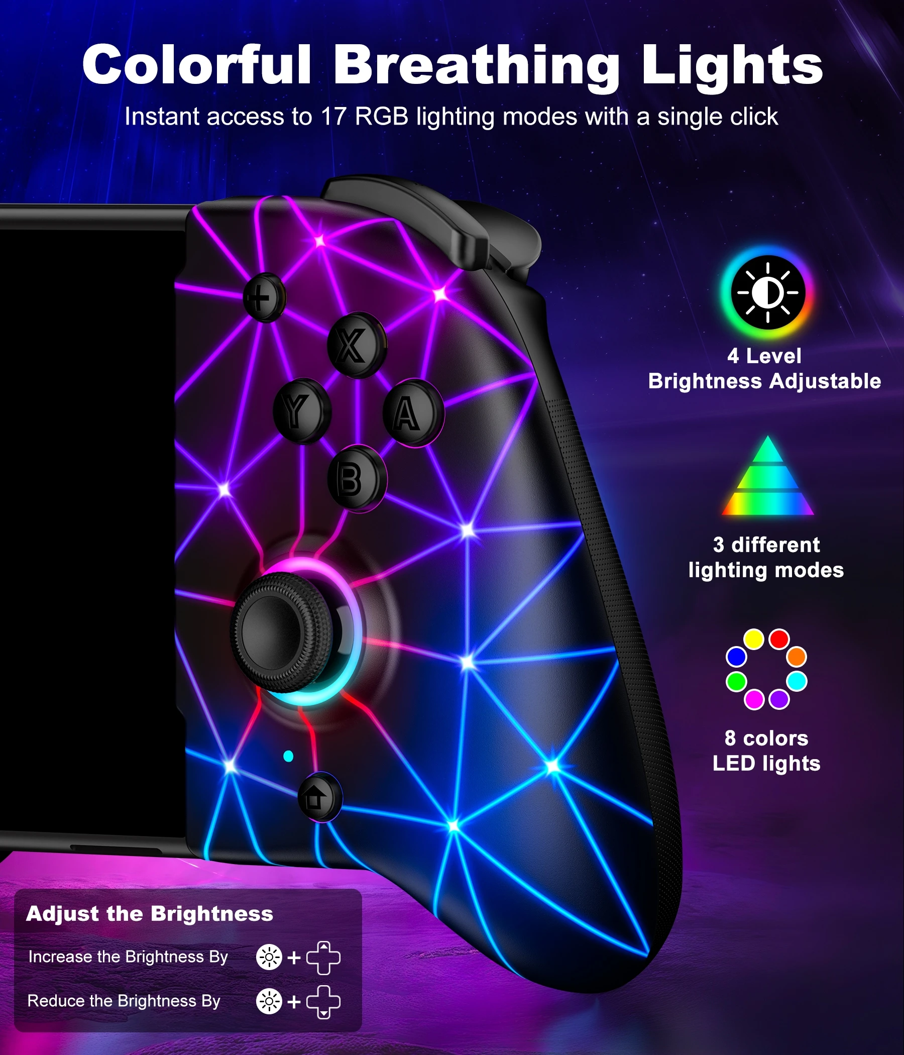 For Nintendo Switch/OLED Controller Hall Effect Wireless Switch Controller One-Piece Switch Joypad with 1000mAh Battery