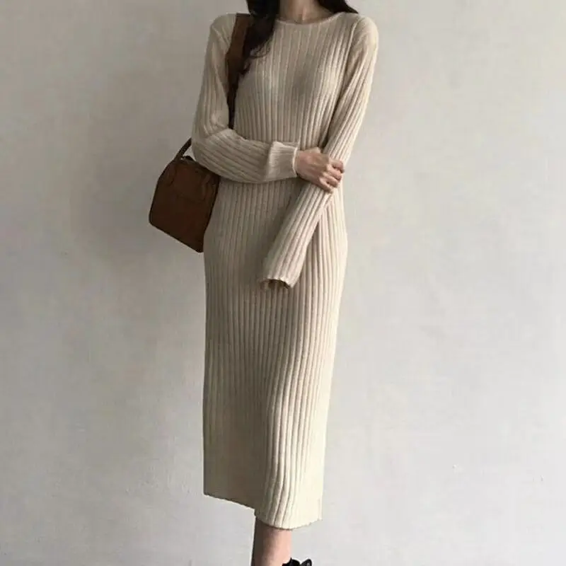 

Lolita Sweater for Women in Autumn and Winter New Black Loose Mid-length Knitted Dress Over Knee Bottoming