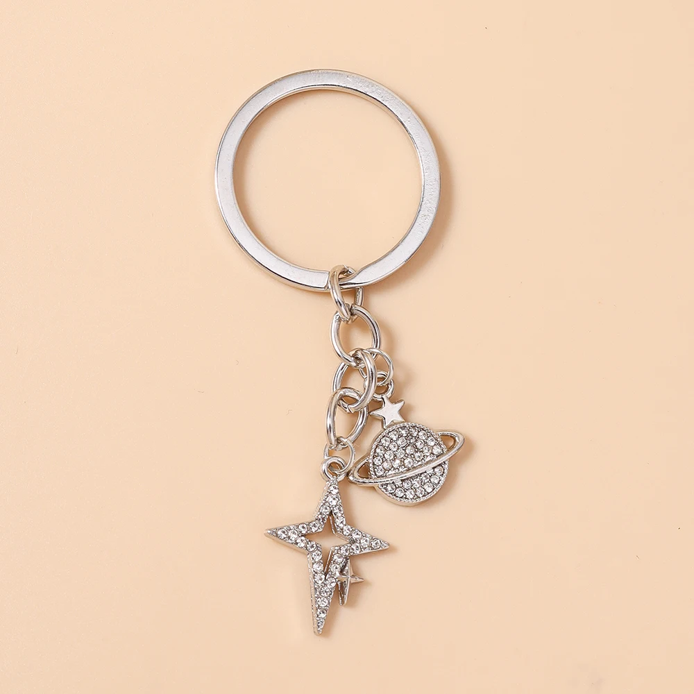 Aihua Zierlicher Strass-Stern-Schlüsselanhänger Kristall-Eiffelturm-Schlüsselring-Anhänger für Damen Mädchen Handtaschen-Deko Charms DIY Schmuck – Detail 10