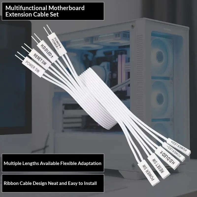 Full White/Black Front Panel Power+, Power-, Reset, Power SW, HDD Extension Cable Computer Front Panel 2Pin Dupont Jumper