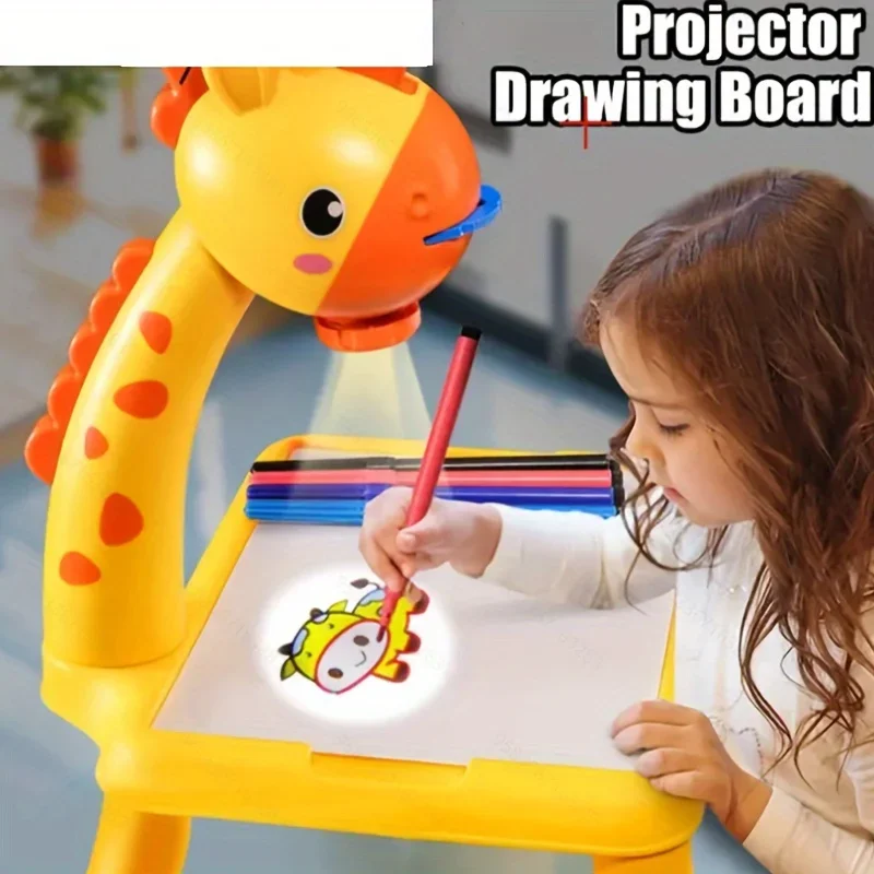 LED Projector Board Giraffe Hand Writing Painting Desk Children Drawing Table Kids Educational Learning Toys Gift Birthday Gift