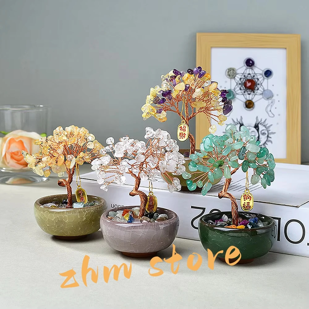 

Creative Tea Pot Base Crystal Tree of Positive Energy for Health/Wealth/Success/Love,Gift for Families/Friends Money Tree