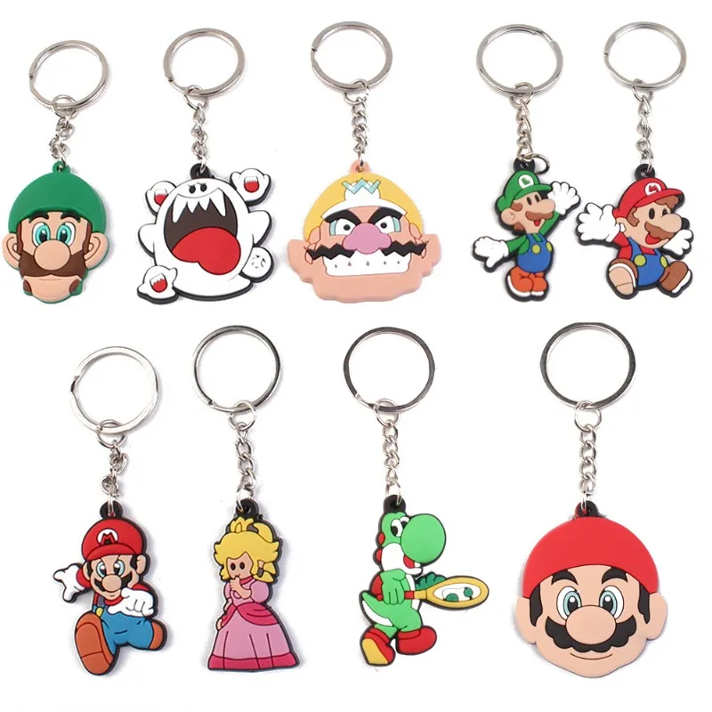 Kawaii Super Mario All Heroes Kuba Children\'s Schoolbag PVC Toy Yoshi Keychain Pender Cute Luigi Doll Key Chain Birthday Gift