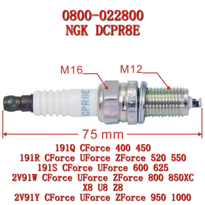 ATV UTV Teile Original Zündkerze DCPR8E 0800-022800 Für CF MOTO 450L 191Q 520CC 800CC 625 Touring CForce ZForce UForce Modell – Detail 4