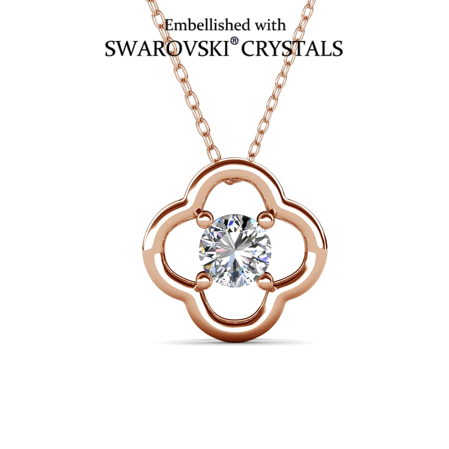 Ожерелье с подвеской в ​​виде клевера, украшенное кристаллами Swarovski, женское свадебное украшение для выпускного вечера, блестящее ювелирное изделие на День святого Валентина, гипоаллергенное, в подарок