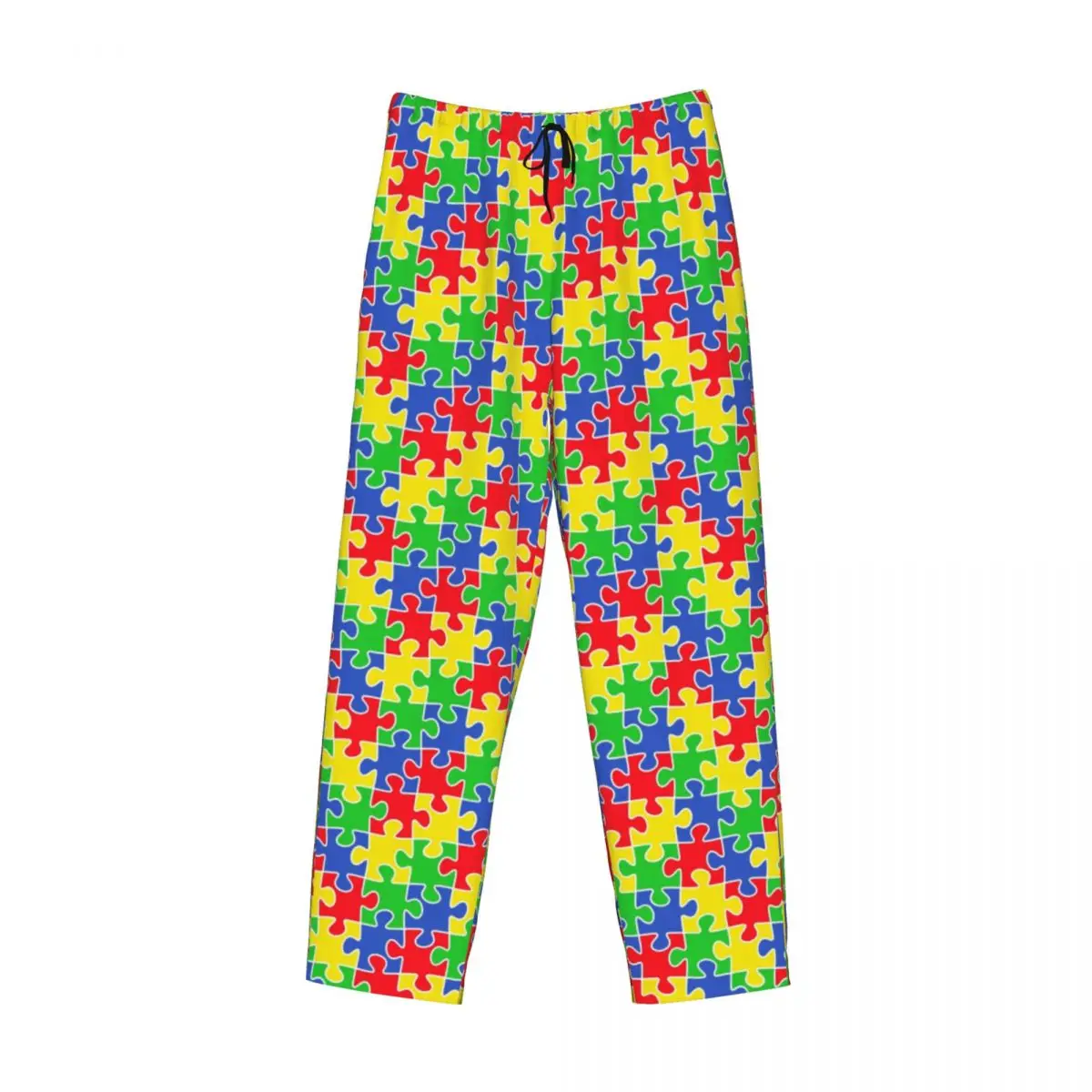 Benutzer definierte bunte Puzzleteile Autismus Bewusstsein Pyjama hose Männer Lounge Schlaf Kordel zug Nachtwäsche Hosen mit Taschen