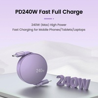 PD240W Retractable 2in1 USB-C to Type C Fast Charging Data Cable for iPhone 15/16 Huawei Samsung Notebook USB-C Charger Cord