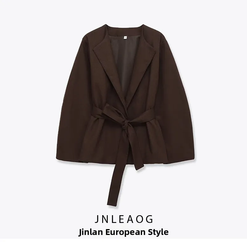 

Модный универсальный женский костюм-джат JNLEAOG с поясом, осеннее новое поступление, дизайн с высокой талией, деловая одежда