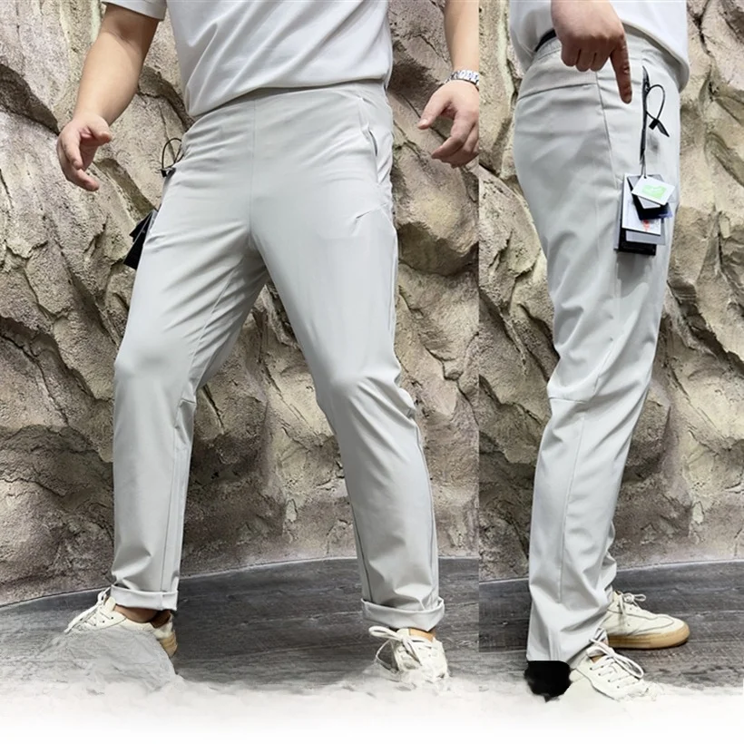 

Leavo Johnson Luxury Lightweight Laser-Punched Breathable Men's Spring Summer Thin Casual Pants Straight Leg Long Youthful Sle