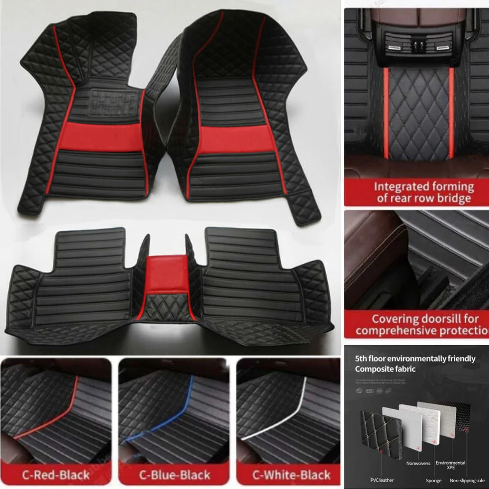 3D PU-leather Waterproof Custom Car Floor Mats  For BMW 1er Hatchback F20 F21 2012-2018 Auto Carpets Foot Coche Liners