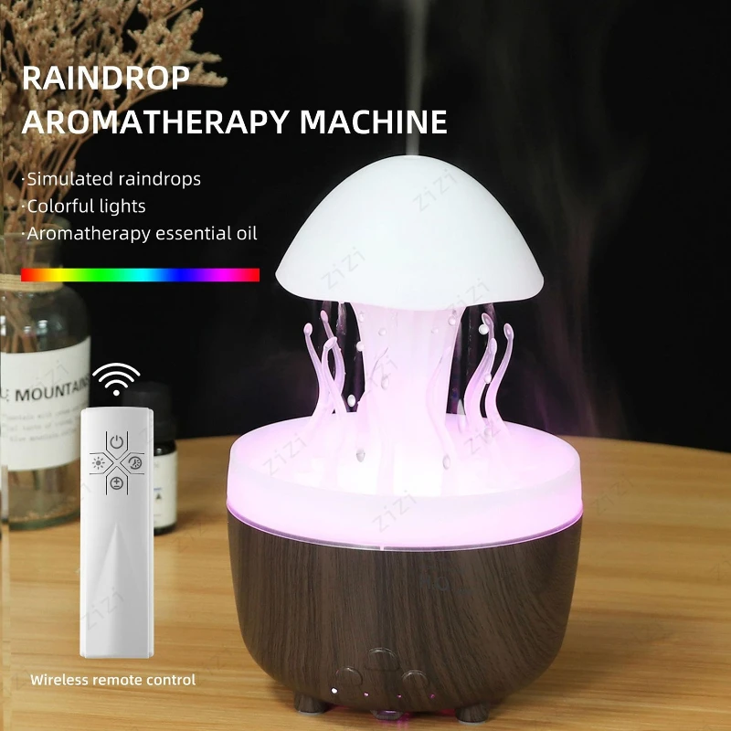 Colorful Night Light Rotating Raindrop Aromatherapy Machine Mushroom Water Grass Jellyfish Humidification Aromatherapy Machine