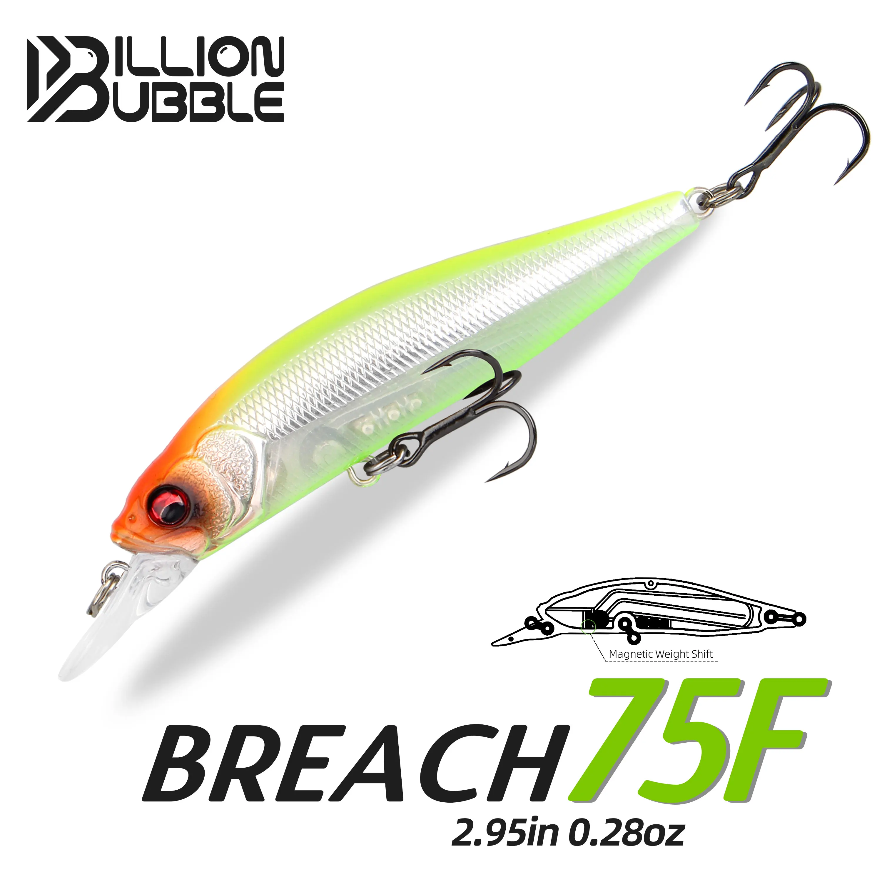 

BILLION BUBBLE 75mm 8.0g Floating Minnow Lure Jerkbait Hard Bait Wobbler Artificial Fishing Lure for Bass Pike Trout Sharp Hooks