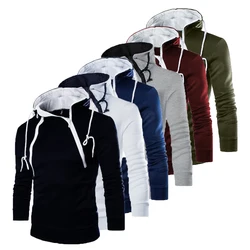 Men's Sweatshirt Zipper Hooded Pullover Hoodies Long Sleeve Sweatshirts for Men High Neck Mens Top Jacket Coat Sweater