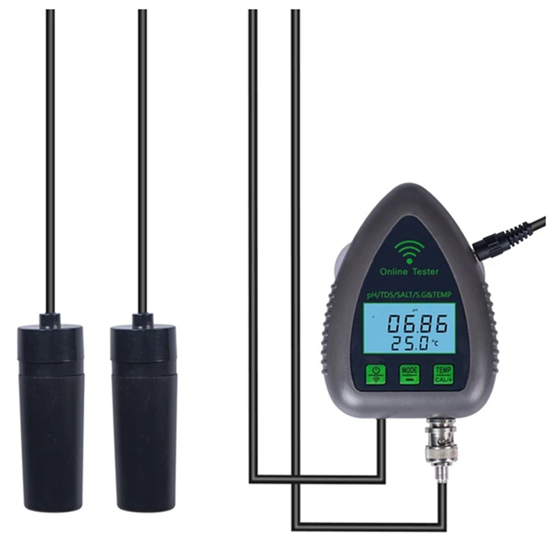 HOT SALE US Plug,Wifi Bluetooth 5 In 1 Water Quality Tester TDS/EC/SALT PH S.G.TEMP Digital Water Monitor For Aquariums