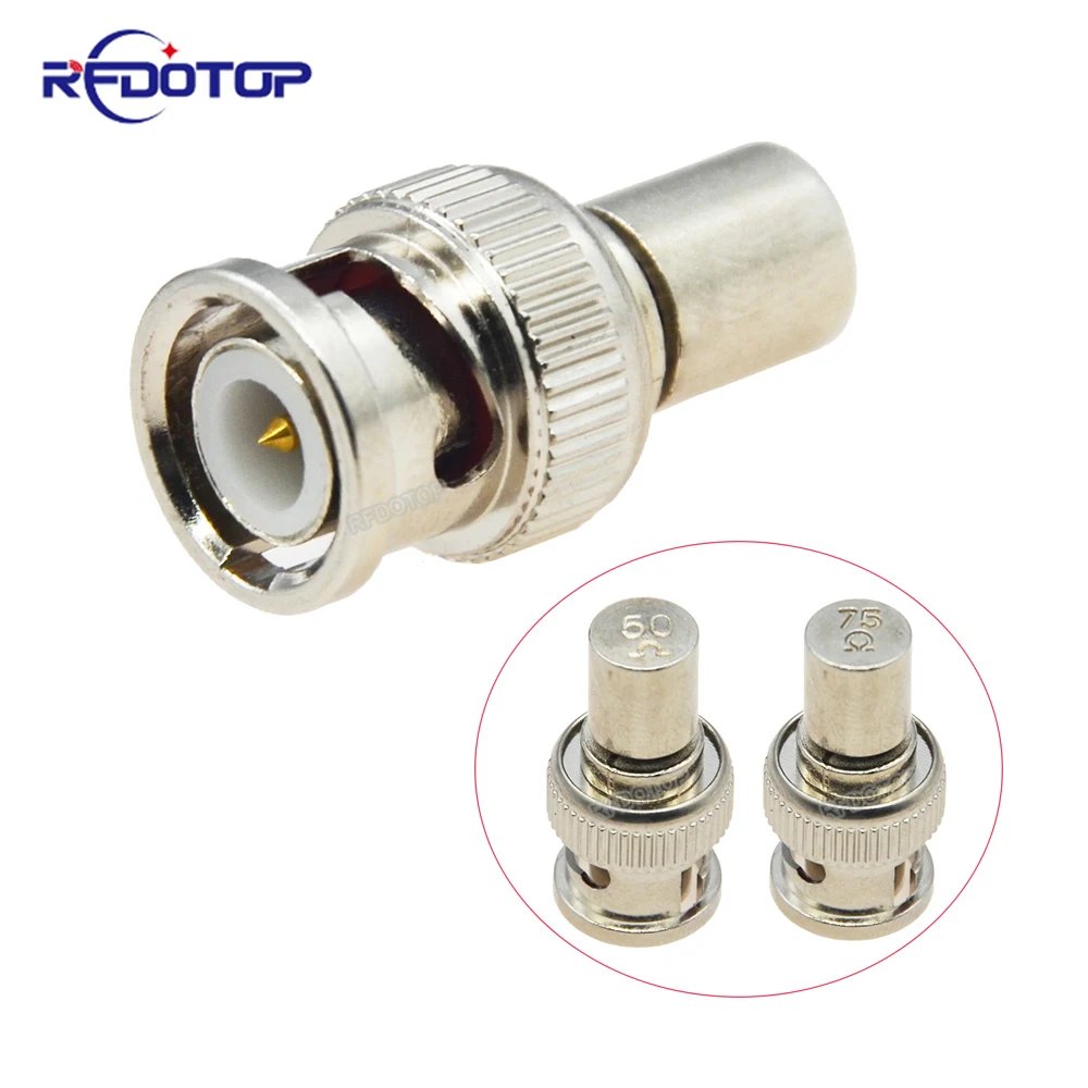 10Pcs/Lot 1W 50Ohm/75Ohm BNC Male Plug Termination Dummy Load 50/75 Ohm  Terminator RF BNC Connector for CCTV