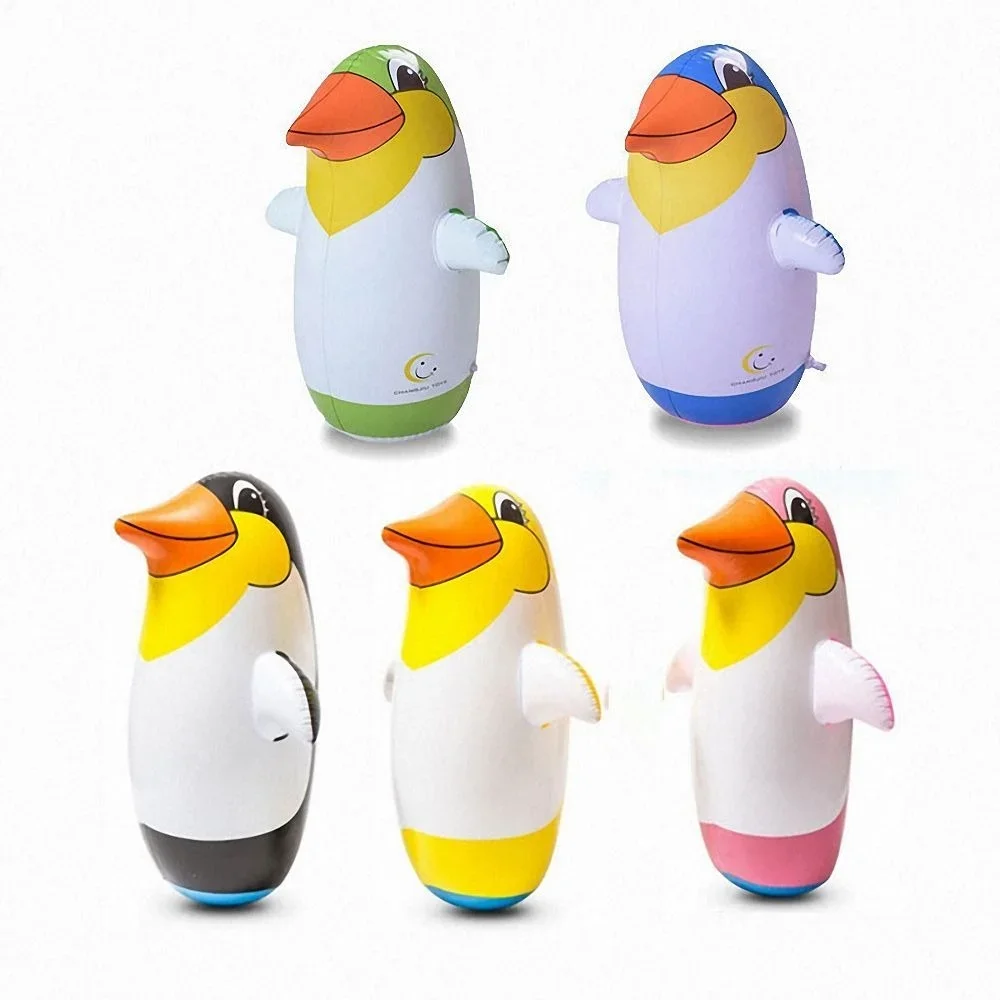 34cm Inflatable Penguin Tumbler Toys Bath Toys Swimming Pool Toy Kids Water Play Toy for Children Garden Party Decor Supplies