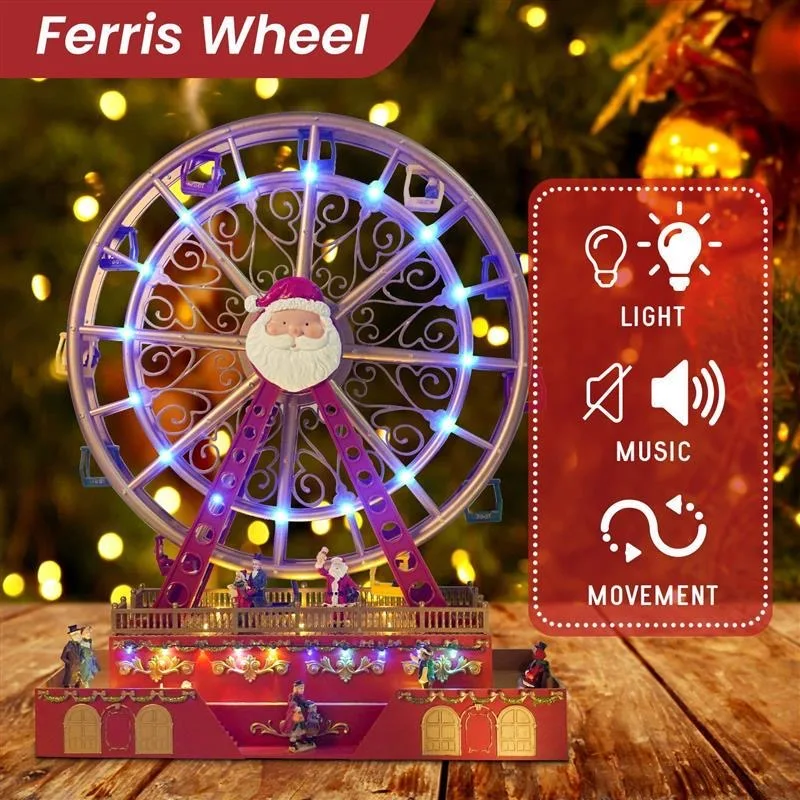 Christmas Ferris Wheel Luminous Wooden Horse retro music box Girl girlfriend Child birthday gift Christmas gift