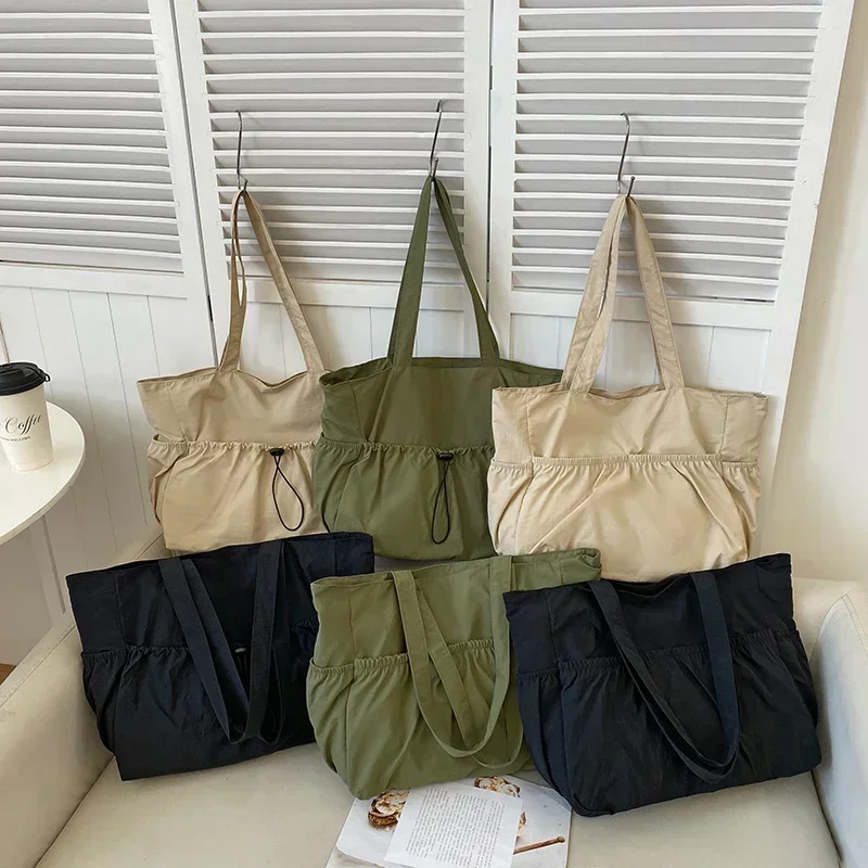 Composite Fabric Large Capacity 2024 High Quality Shoulder Bag Zipper Solid Color Casual Tote Bag Soft Simple Trendy Handbag