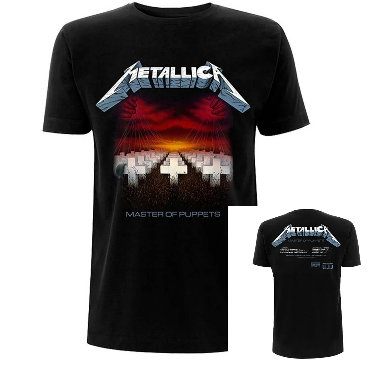 Metallica Master of Puppets Tracks Band T-Shirt, 100 % Baumwolle, Grafik-T-Shirt für Herren und Damen, Sommer-Streetwear-Top – Detail 2