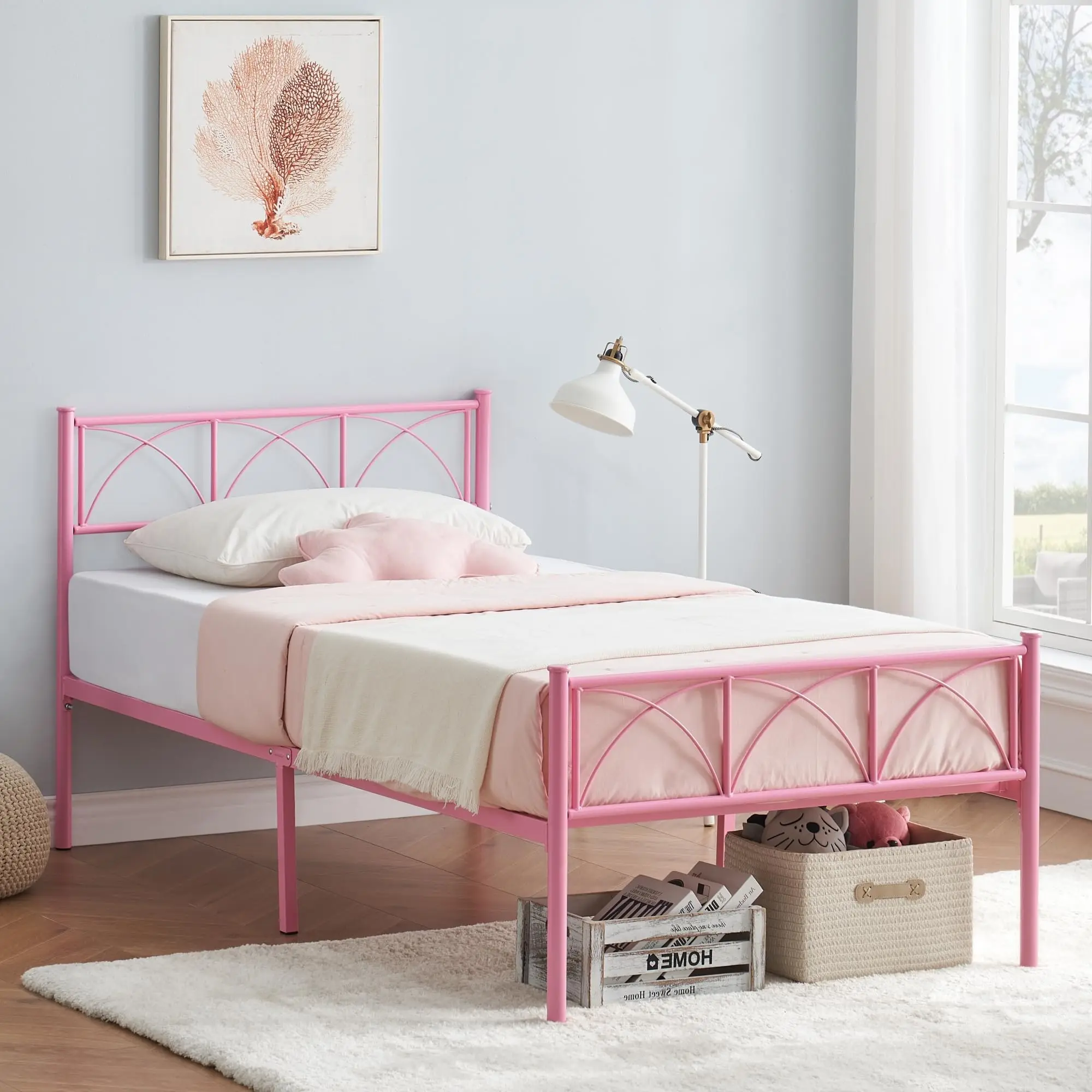 Heavy-Duty Metal Platform Bed Frame with Headboard & Footboard - Steel Slat Support, No Box Spring Needed, 12.2