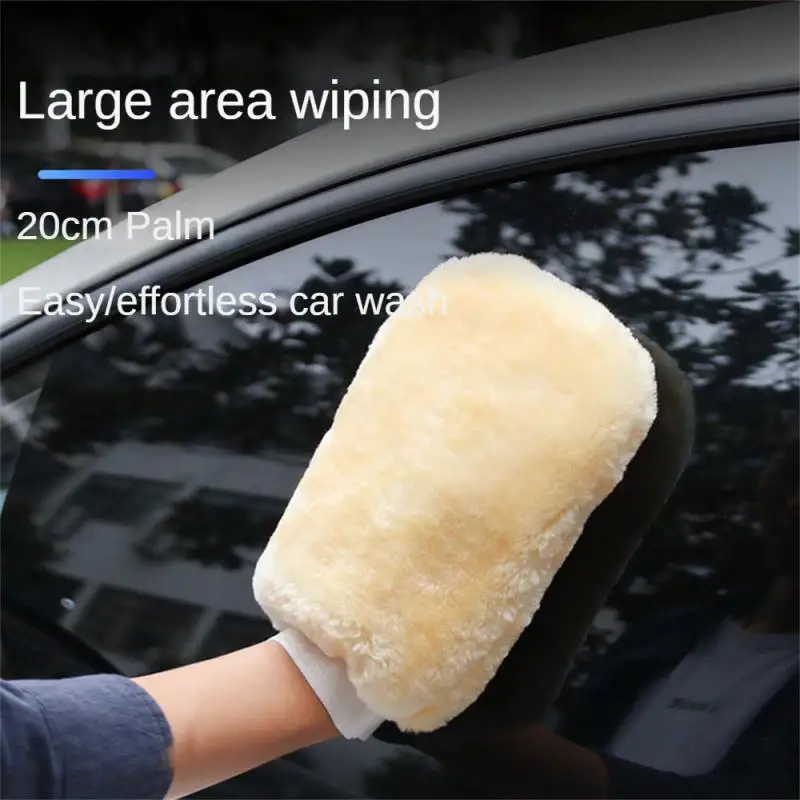 Car Wash Gloves Soft Thickened Imitation Wool Plush Wiping Car Cleaning Mitt Double-faced Glove Car Washing Supplies