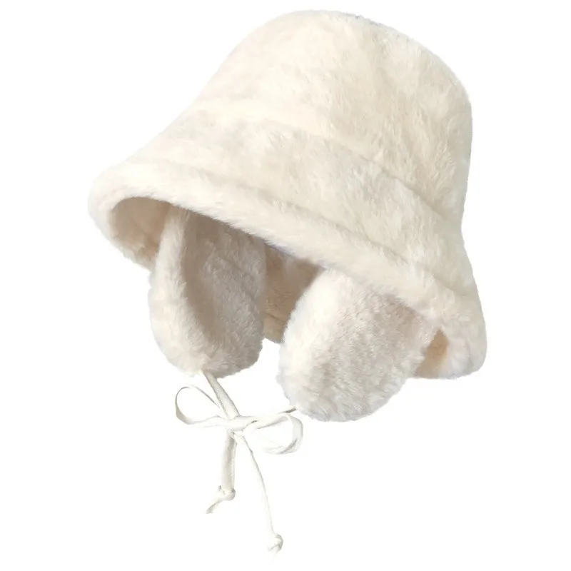 Damen Wintermütze, warm, mit flauschigem Ohrenschutz, Eimerhut, verdicktes Fleece, Plüsch, Reitmütze, kältebeständig, für Herbst und Winter – Detail 6