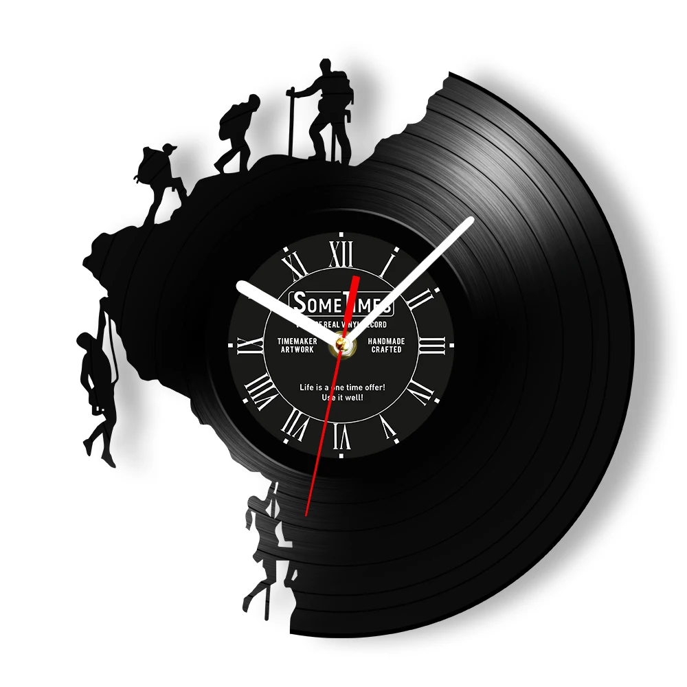 Custom Climbing Vinyl Record Wall Clock For Man Cave Mountain Hiking Rock Climb Artwork Vintage Music Album Clock Climbers Gift